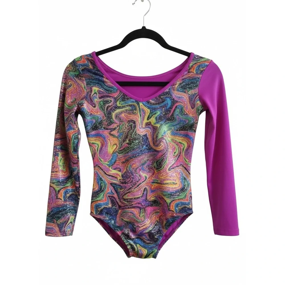 Danskin Now Girls Gymnastic Dance Ballet Unitard Leotard Fuschia Large 10/12